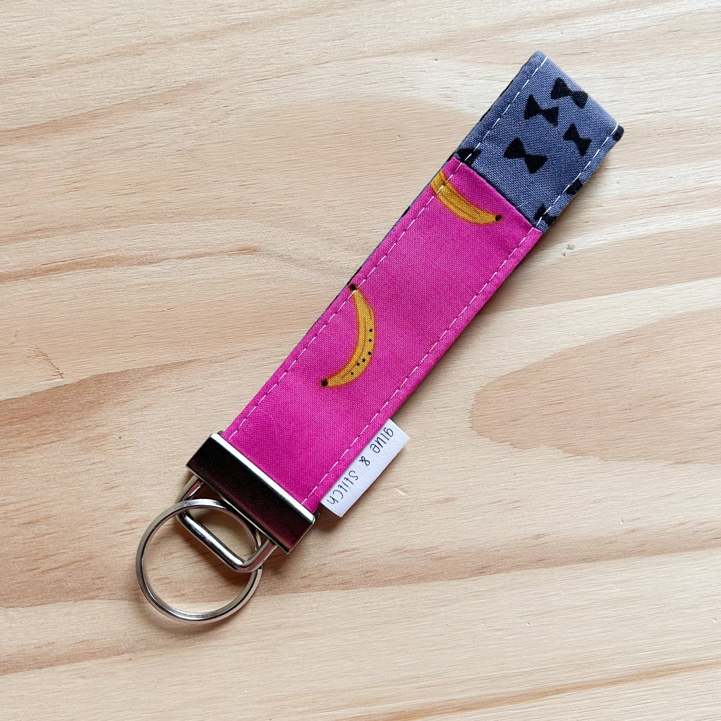 Blue Bowties and Neon Pink Banana Key Fob