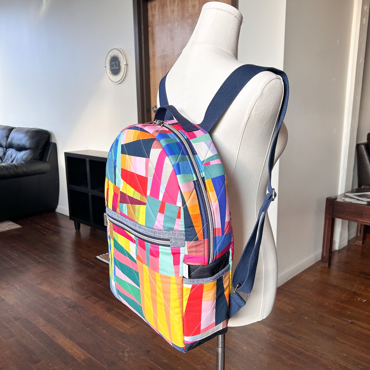 Archie Backpack in Colorful Kaleidoscope and Denim