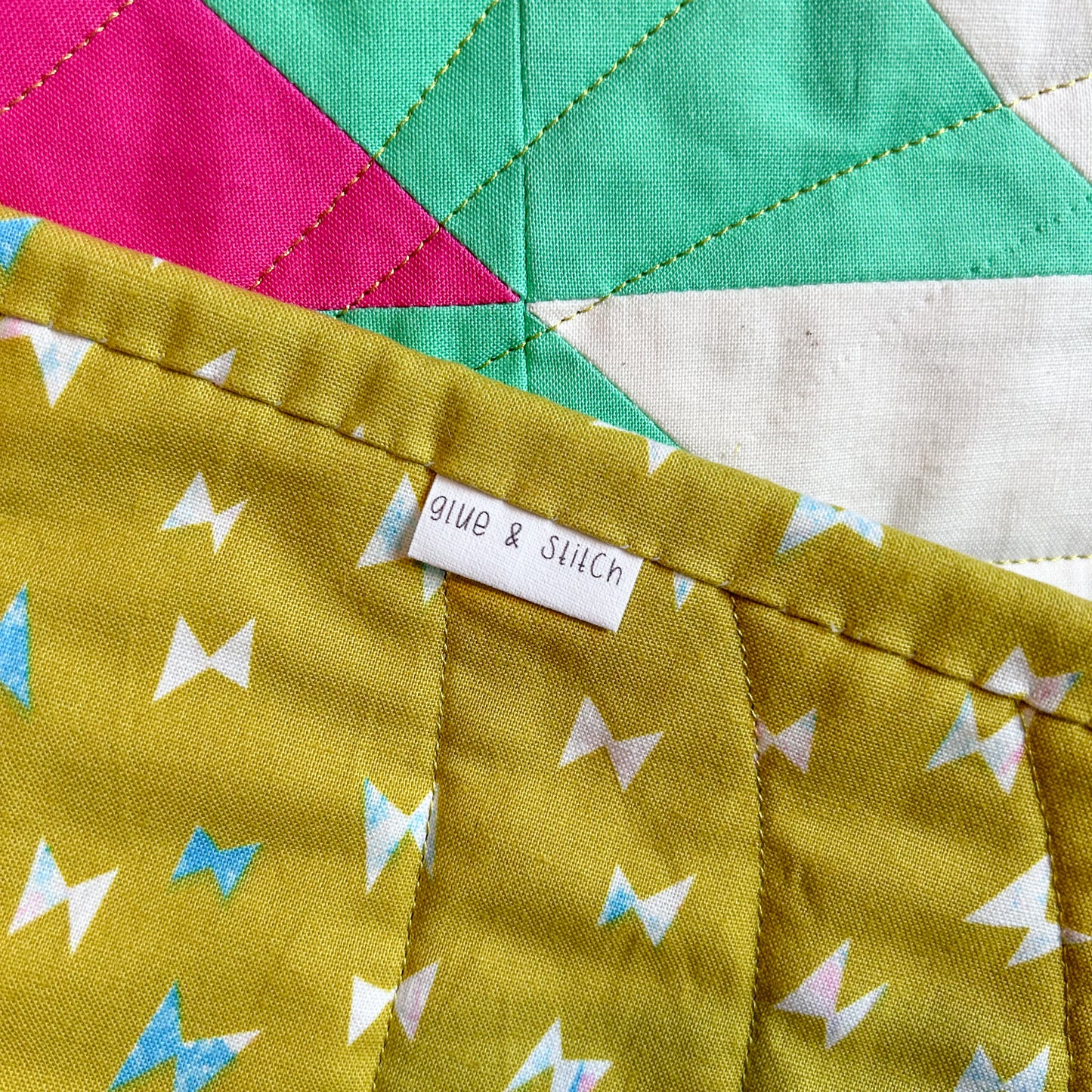 Floyd Quilt - Baby Sized in 80's Vibes Solids and Citron Green Backing