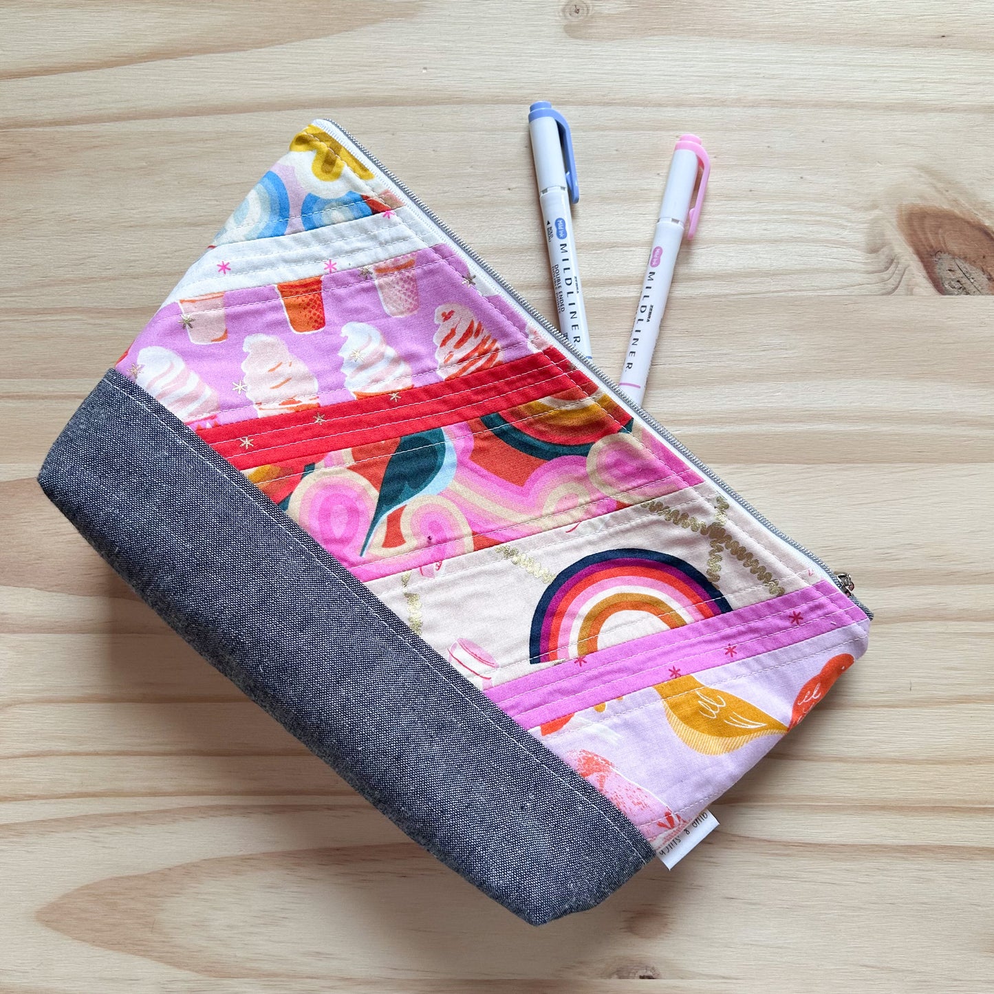 Extra Large Scrappy Quilted Essential Pouch in Social Retro Print