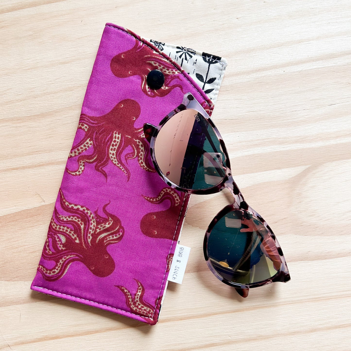 Soft Slim Eye Glass Case in Turquoise Scandinavian Print