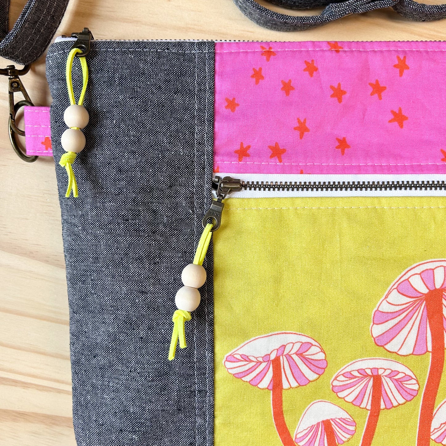 Tiny Pink Mushroom Quilted Redside Crossbody Bag