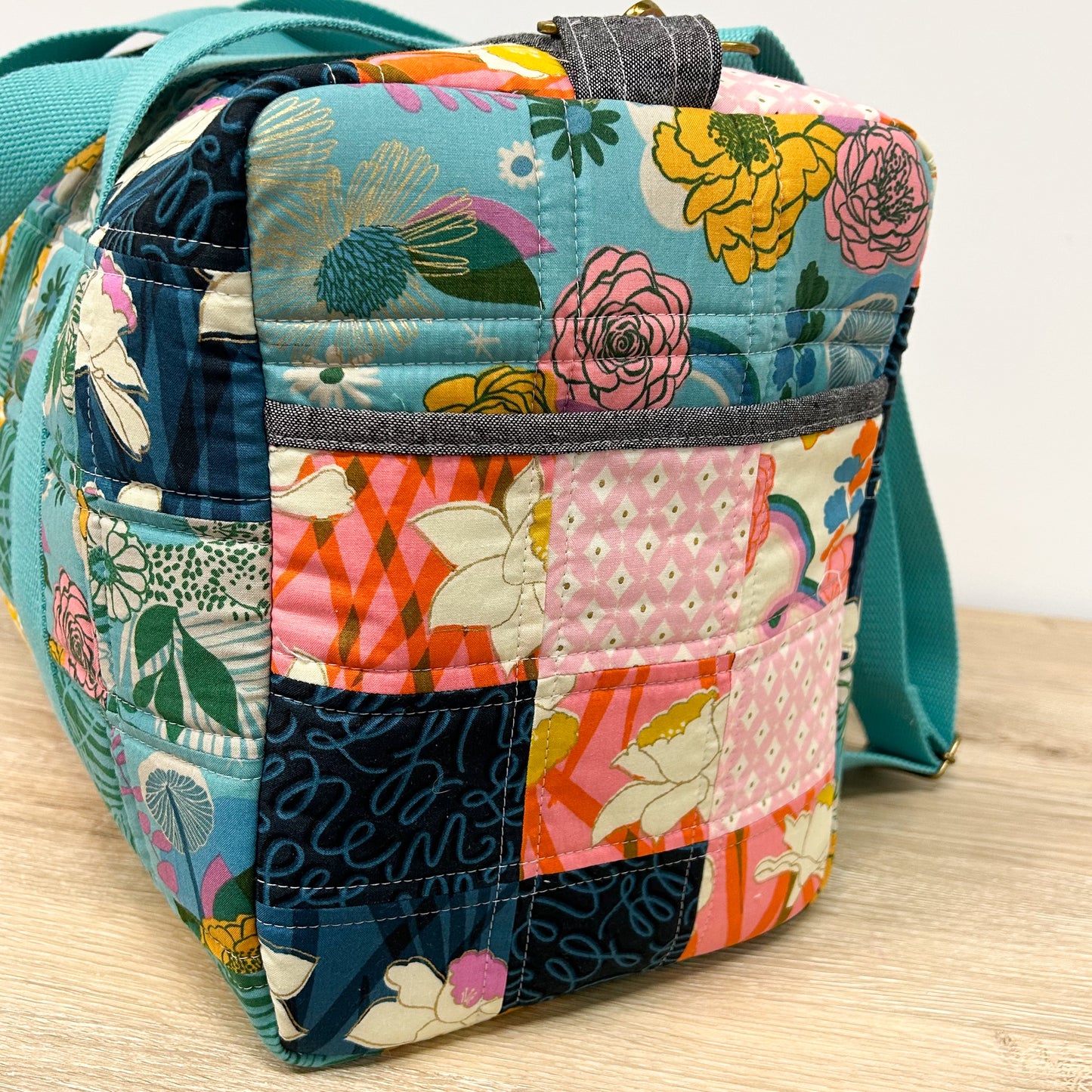 Mini Patchwork Duffle in Teal Reverie
