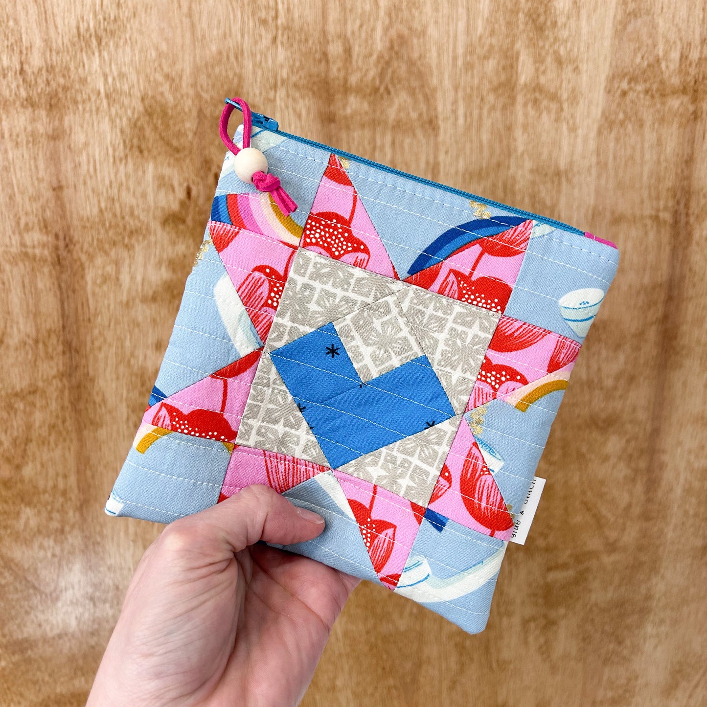 Quilted Heart and Star Pouch