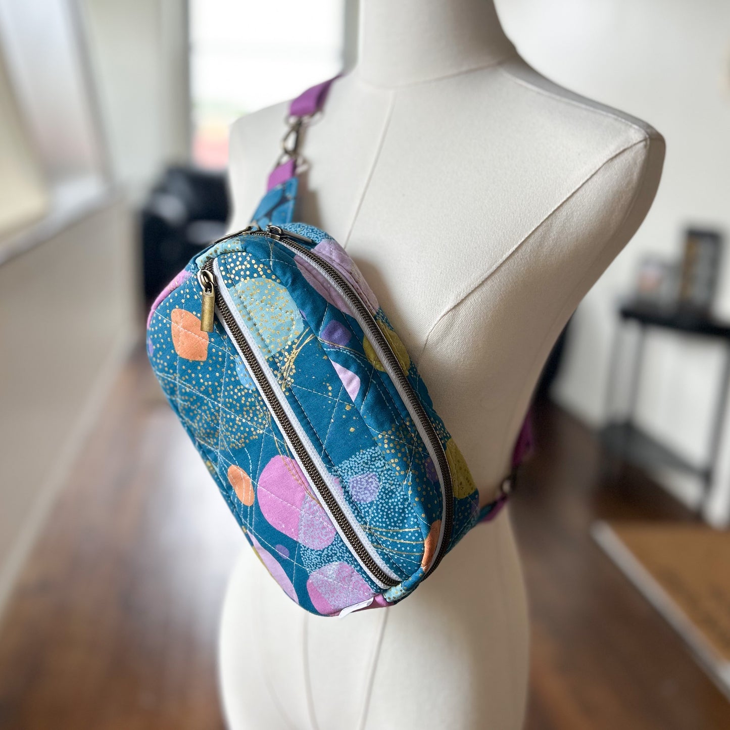 Emerson Crossbody Bag in Teal and Purple Flirtation