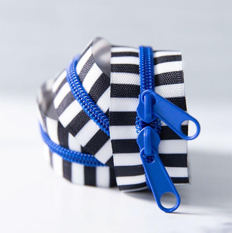 30" Size #5 Double Pull Zipper - B&W in Blue Ribbon | Stitch Supply Co.