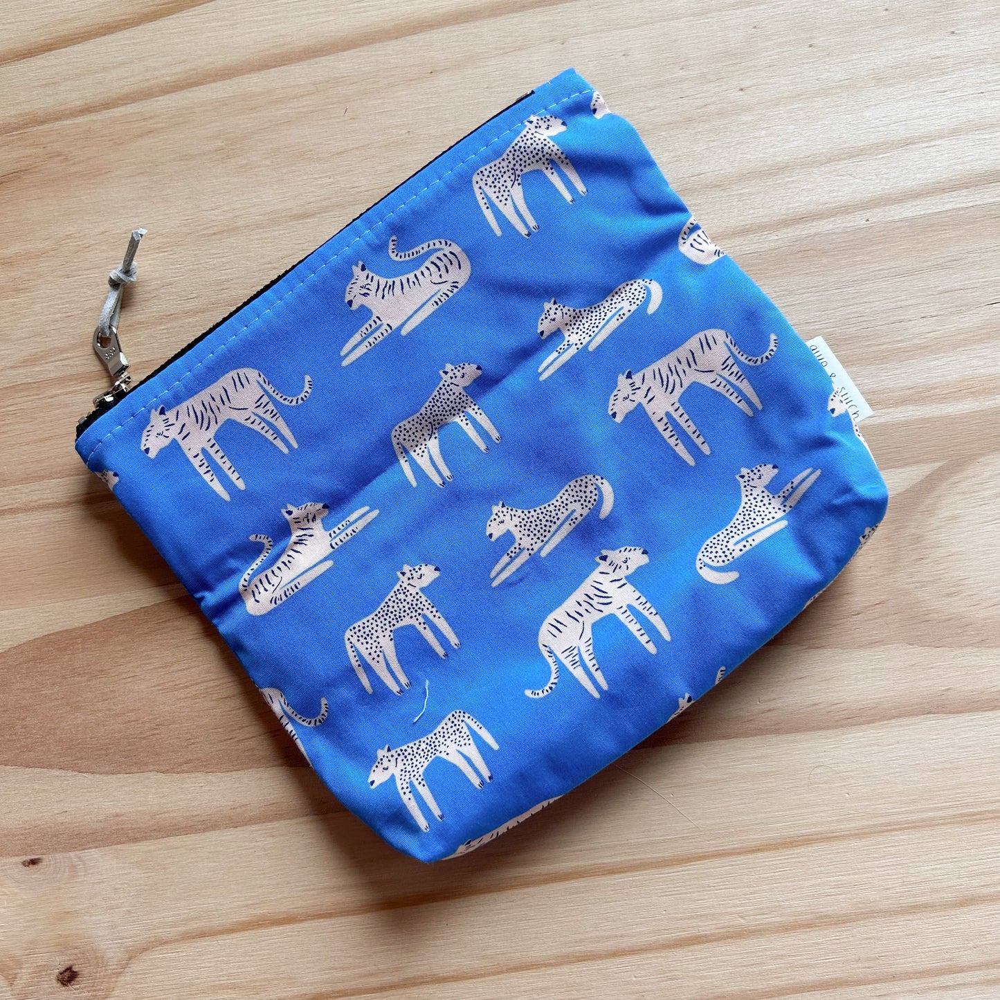 Small Fold Over Clutch in Blue Fierce Felines