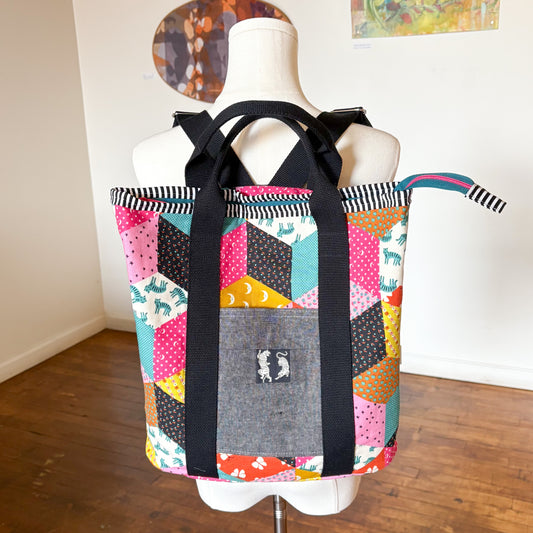 Tumbling Blocks with Tigers Buckthorn Backpack