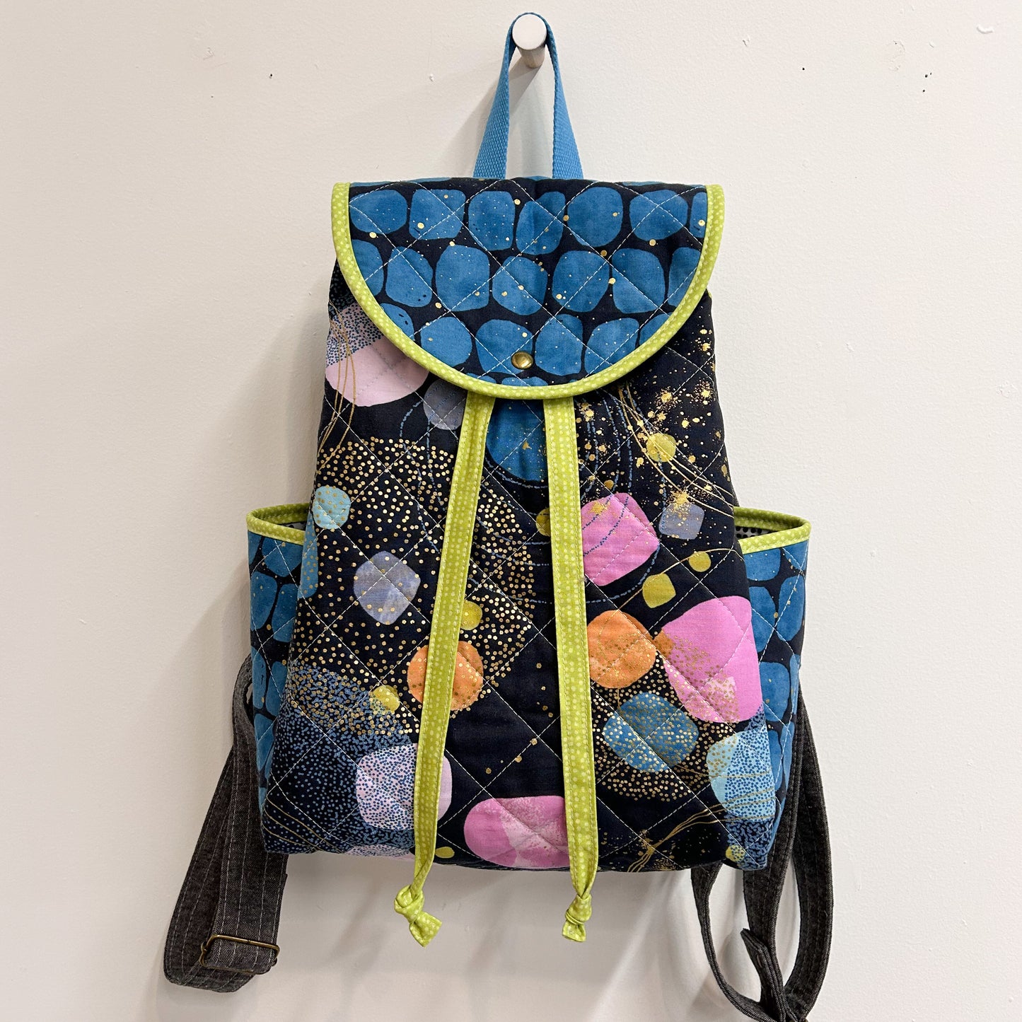 Pembina Backpack in Black and Teal Flirtation