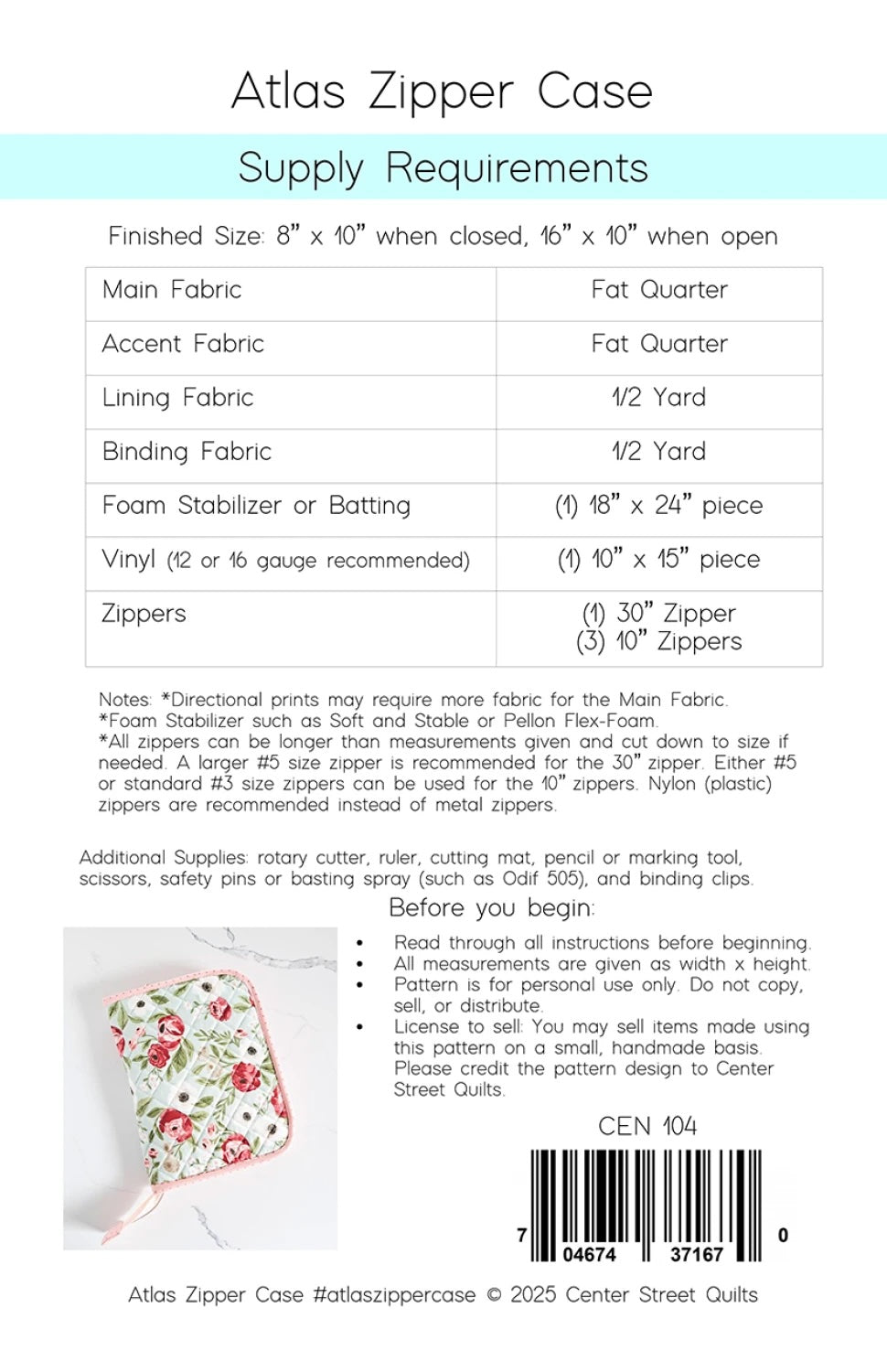 Atlas Zipper Case - Printed Paper Pattern