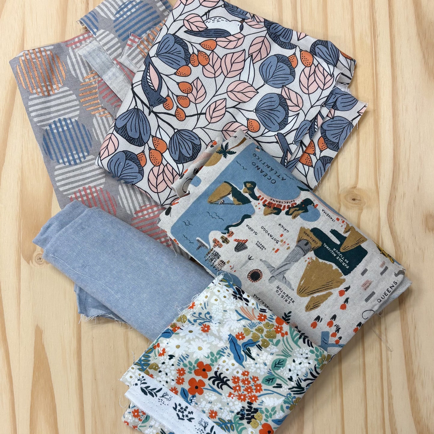 Fabric Destash Scrap Canvas Linen and Flannel Bundles, Pre-Made and Sold by Weight - Volume 3