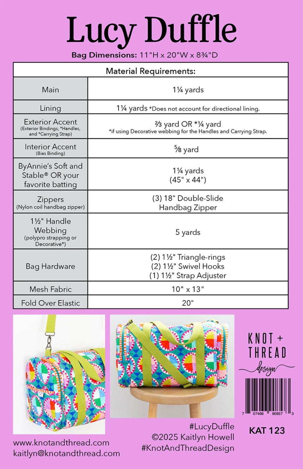 Lucy Duffle by Knot and Thread - Printed Paper Pattern