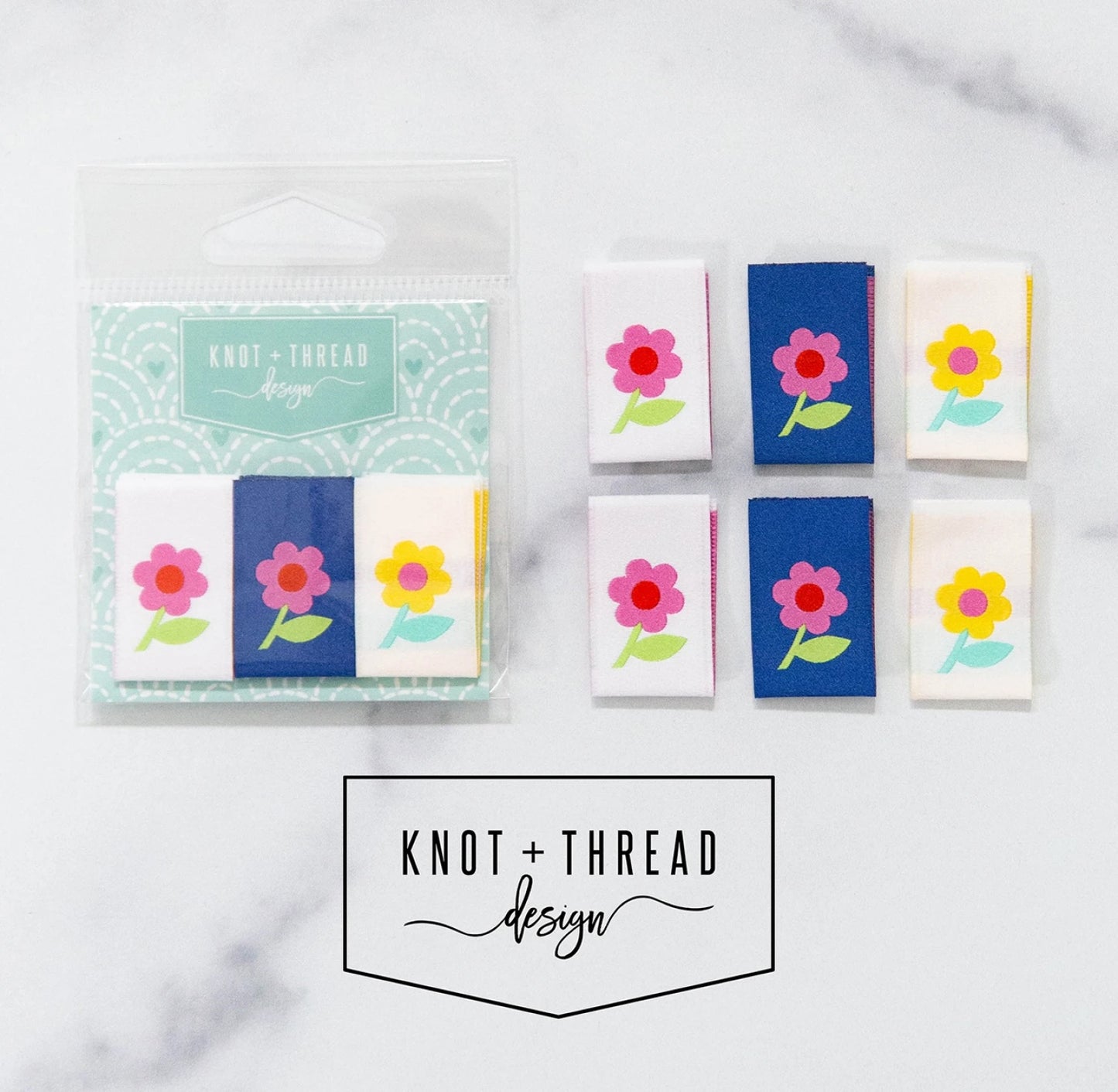 Daisy 3/4 Inch - Set of 6 Woven Labels