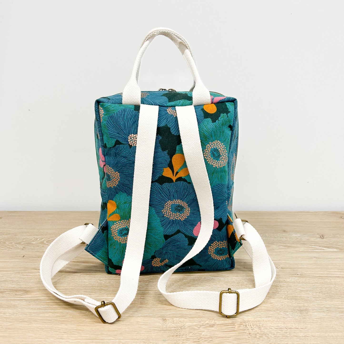 Teal Floral Mini Backpack in Camellia Peacock