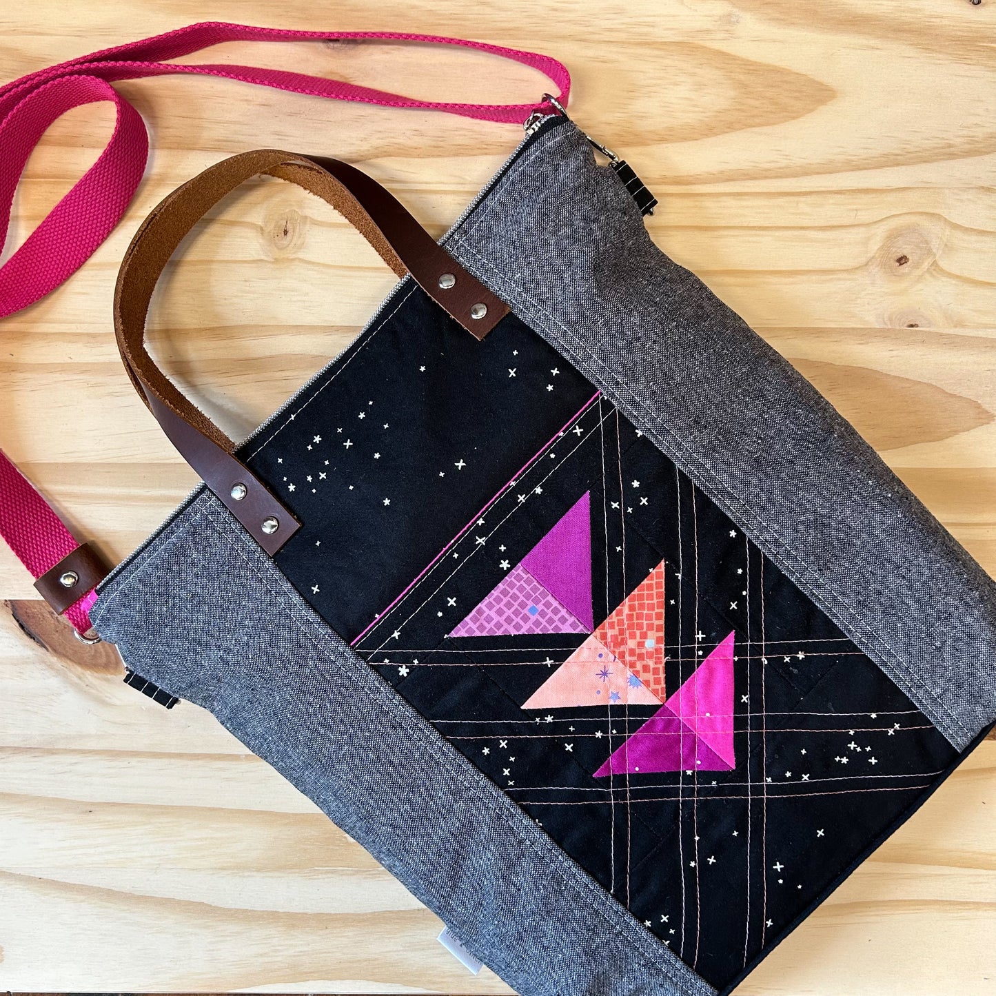 Redwood Tote with Neon Triangles