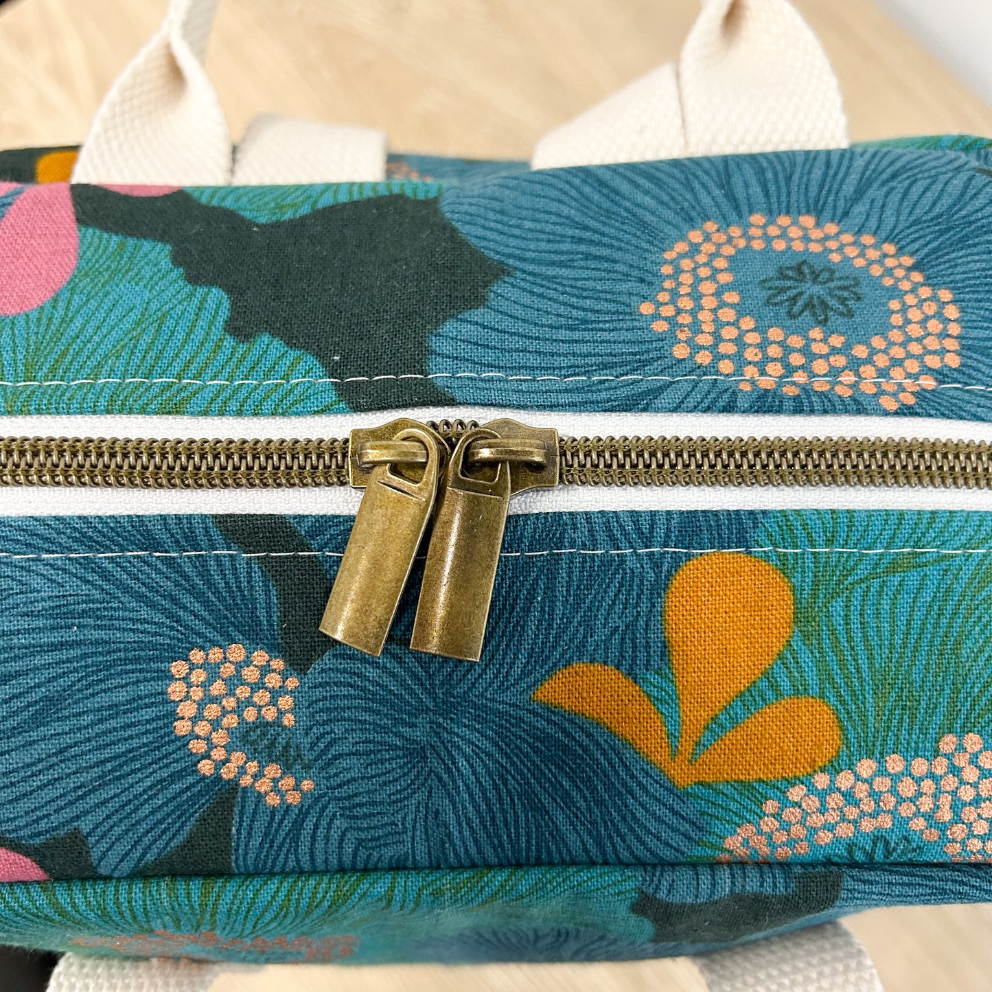 Teal Floral Mini Backpack in Camellia Peacock