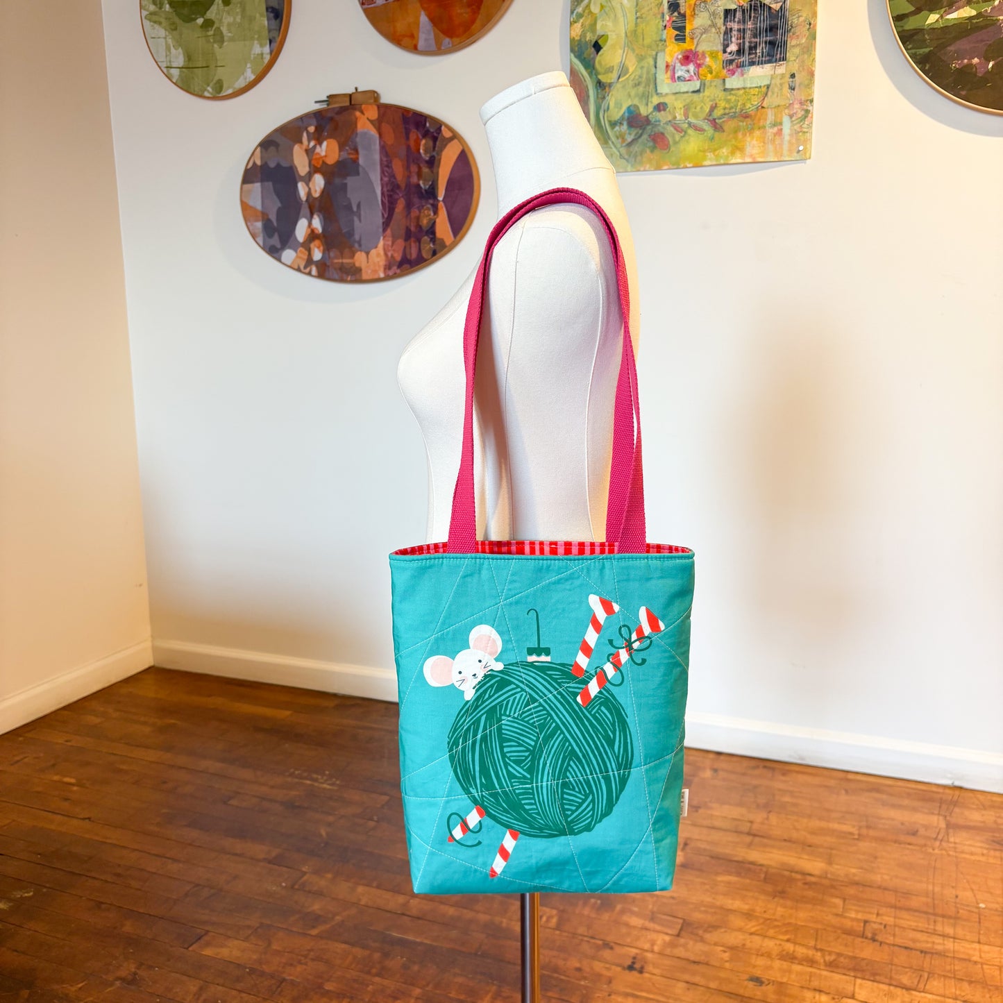 Knit and Nibble Small Quilted Tote