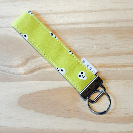 Neon Yellow Skulls Key Fob
