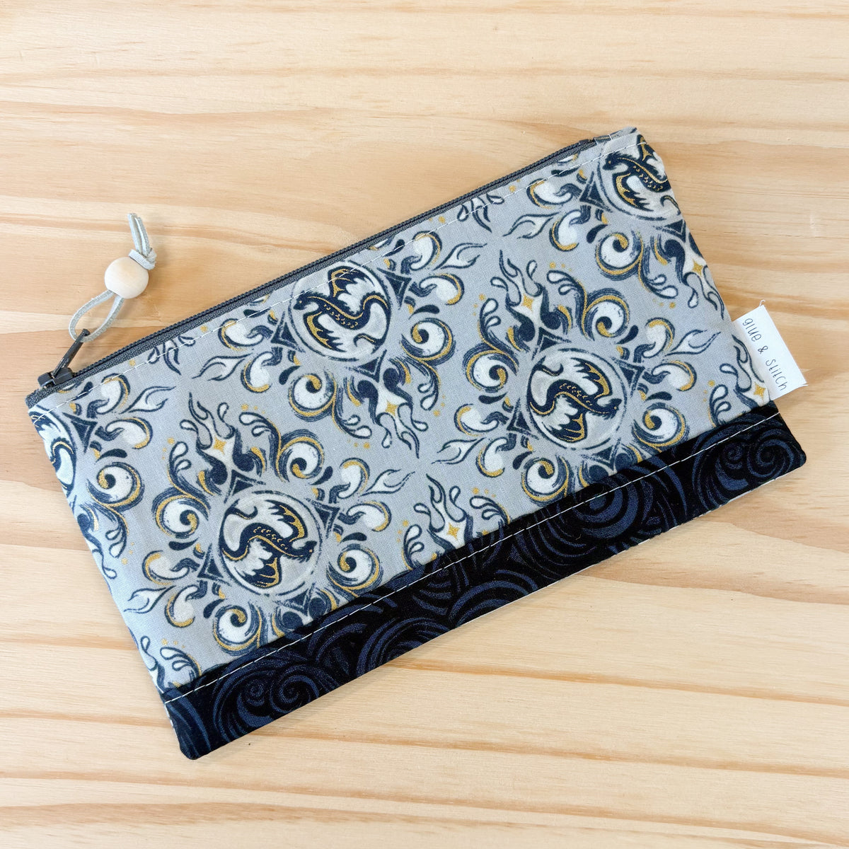 Pop Star Zip Pouch -  Fireglow Gray Dragons