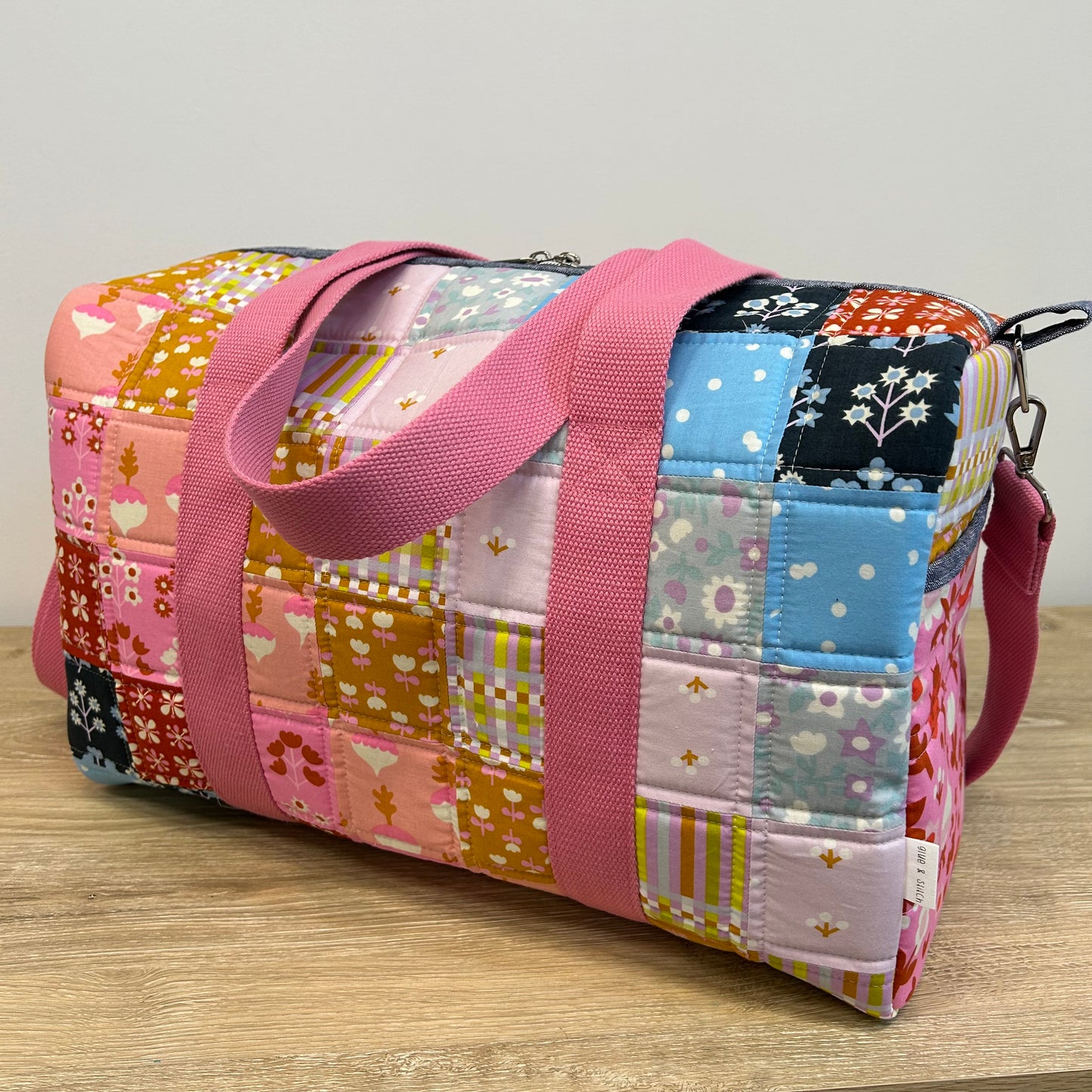 Mini Patchwork Duffle in Pink Petunia Floral Prints