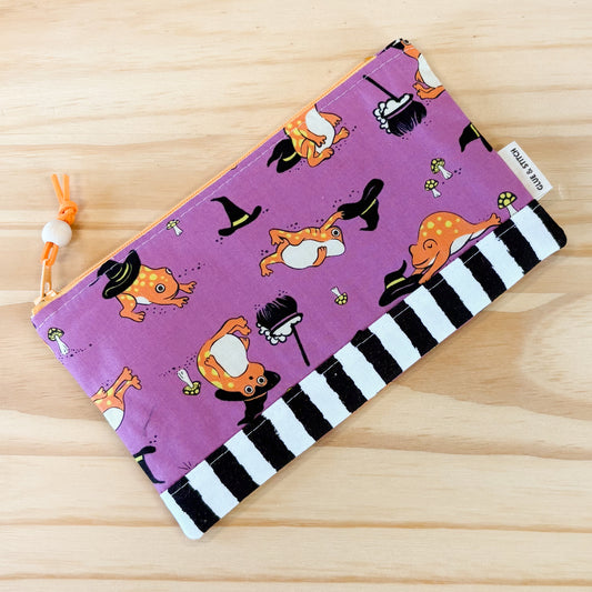 Pop Star Zip Pouch - Orange Frogs in Purple