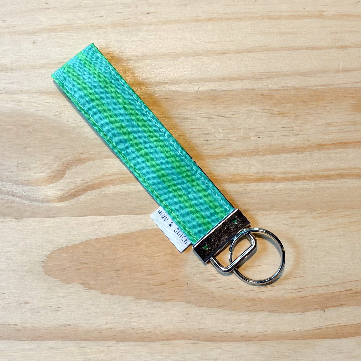 Navy Stars and Green Striped Key Fob