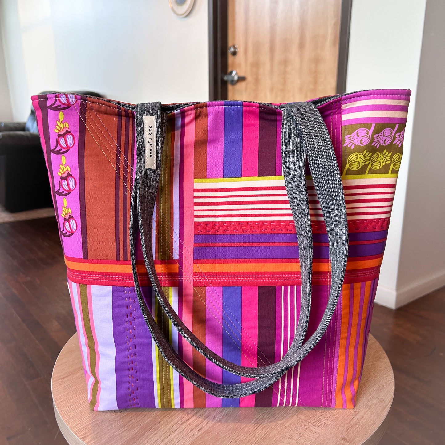 Sunset Pulse Hand Quilted Tote