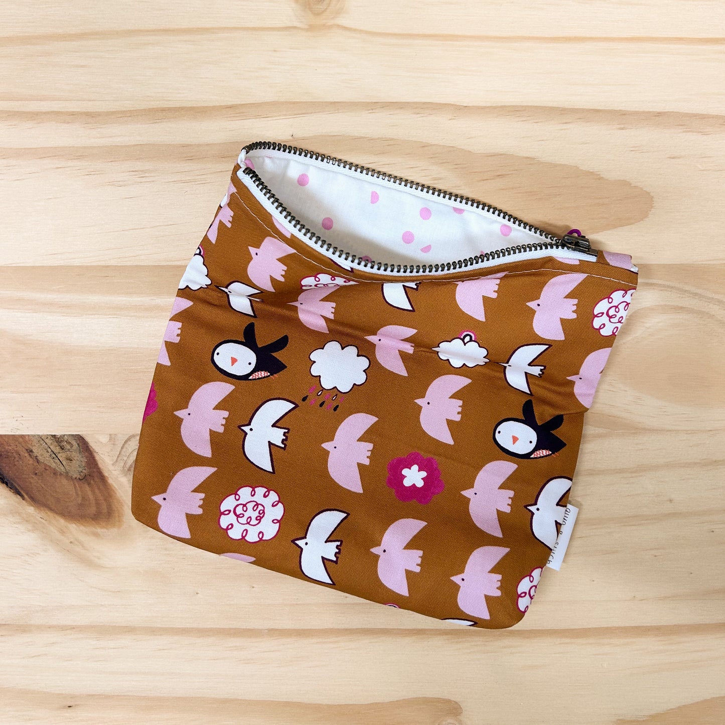 Small Fold Over Clutch with Penguins and Birds