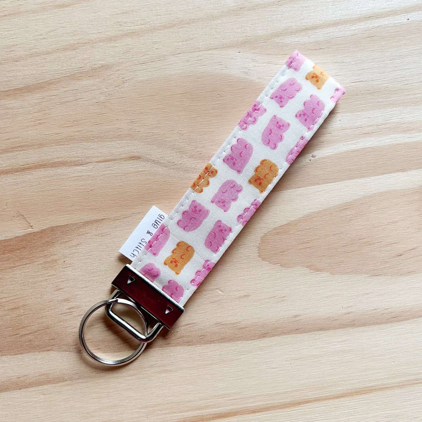 Pink and Yellow Gummy Bear Key Fob