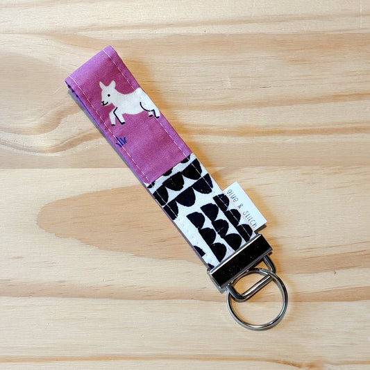 Happy Goats in Purple Key Fob