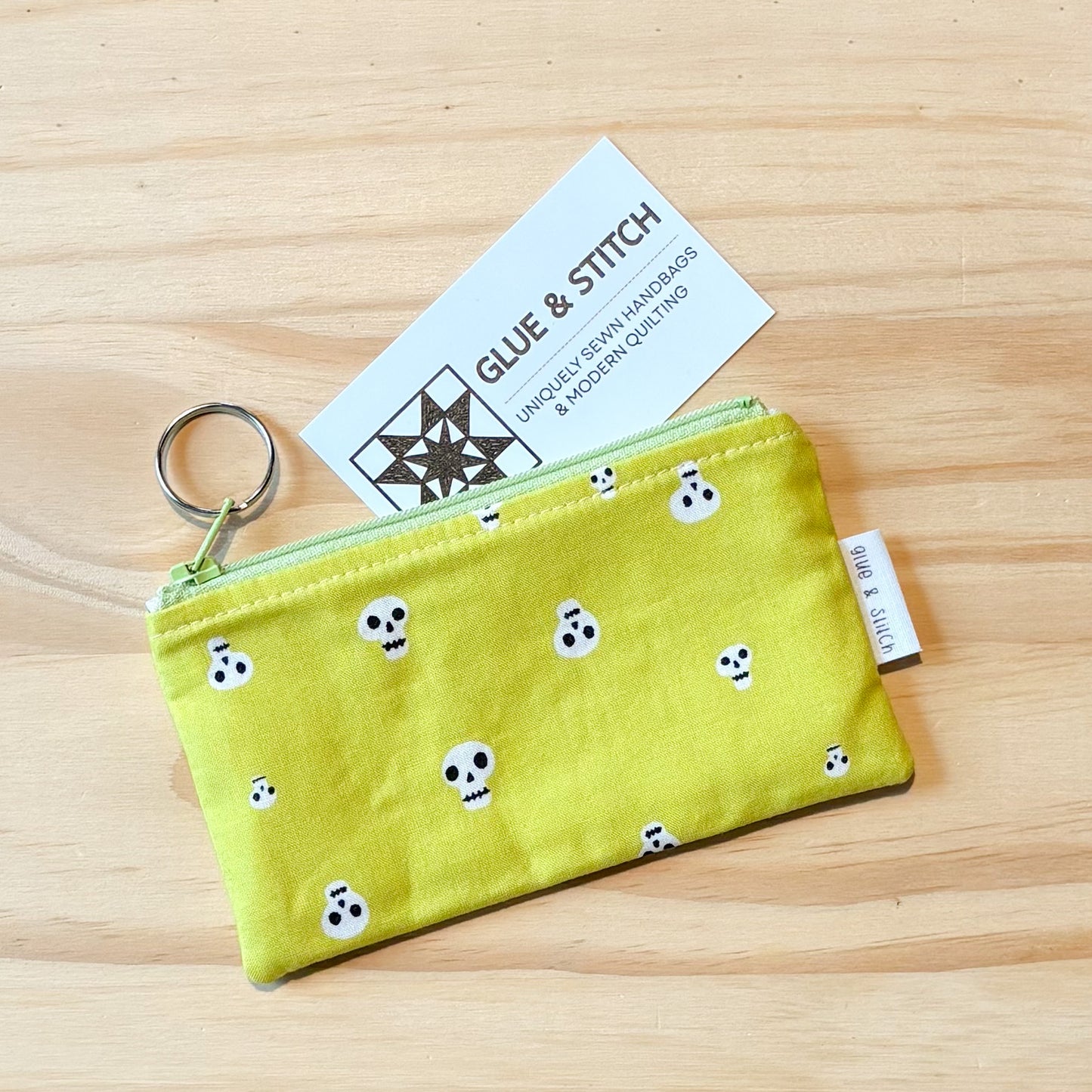 Neon Yellow Skull Coin Pouch