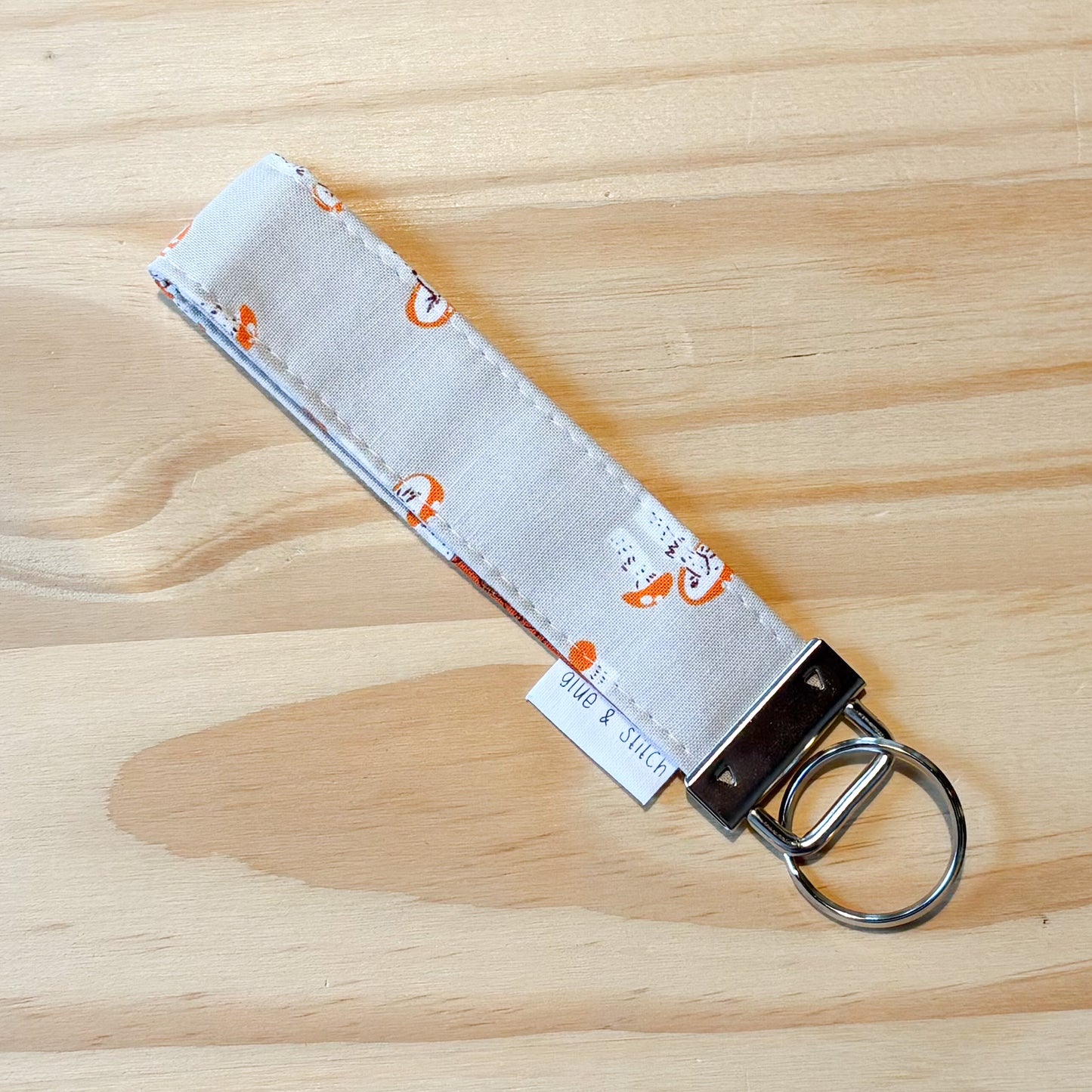 Tiny Mushrooms and Orange Floral Key Fob