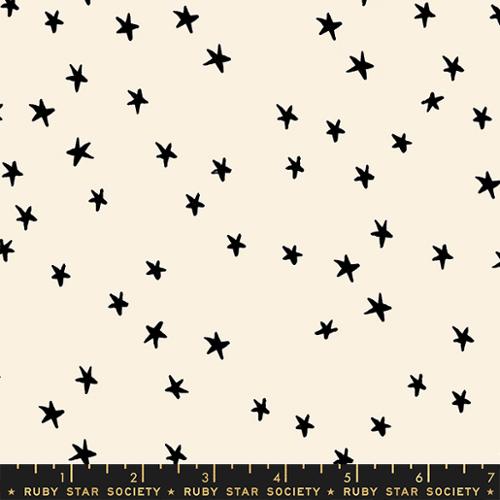 Starry Black on Natural Quilting Cotton by Ruby Star Society - Yardage Cuts