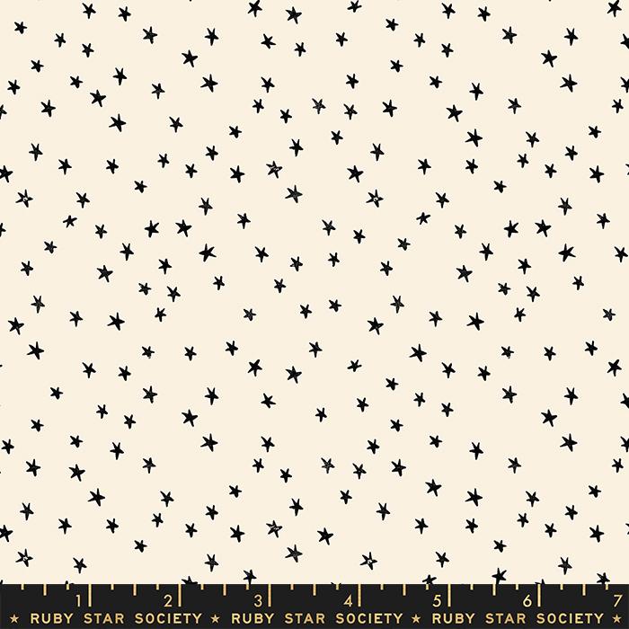 Starry Mini Black on Natural Quilting Cotton by Ruby Star Society - Yardage Cuts