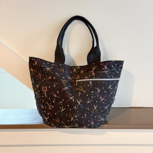 Black Snip Snip Crescent Tote