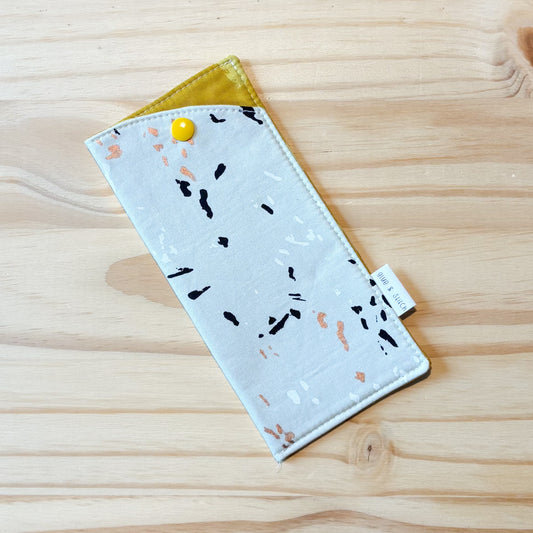 Soft Slim Eye Glass Case in Copper Greige Brushstrokes