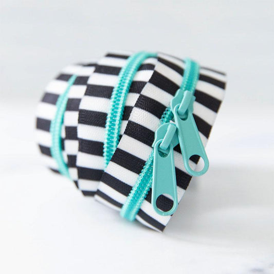 30" Size #5 Double Pull Zipper - B&W in Caribbean | Stitch Supply Co.