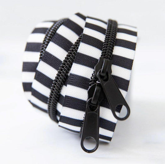 30" Size #5 Double Pull Zipper - B&W in Black | Stitch Supply Co.