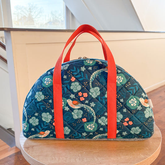 Sunshine Sisters Large Quilted Handbag in Dark Teal and Orange Pheasant