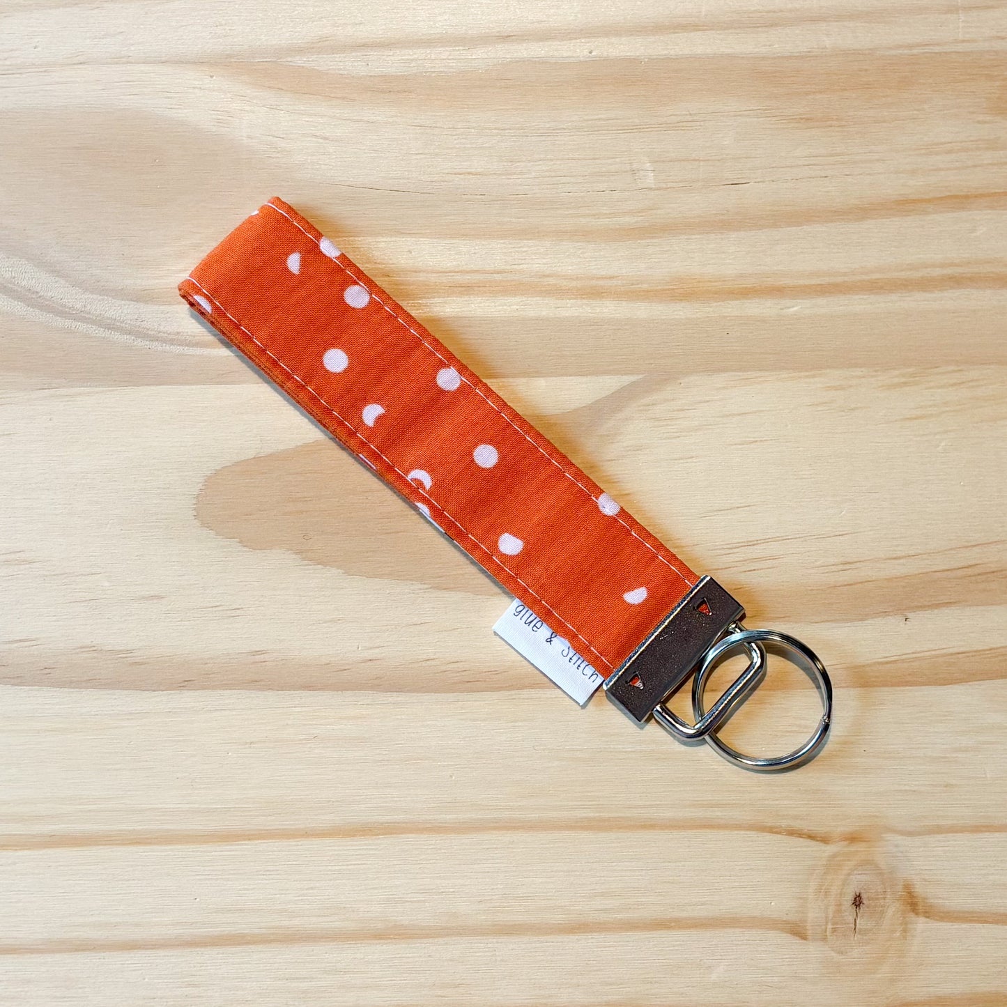 Black and White Squiggle and Orange Dot Key Fob