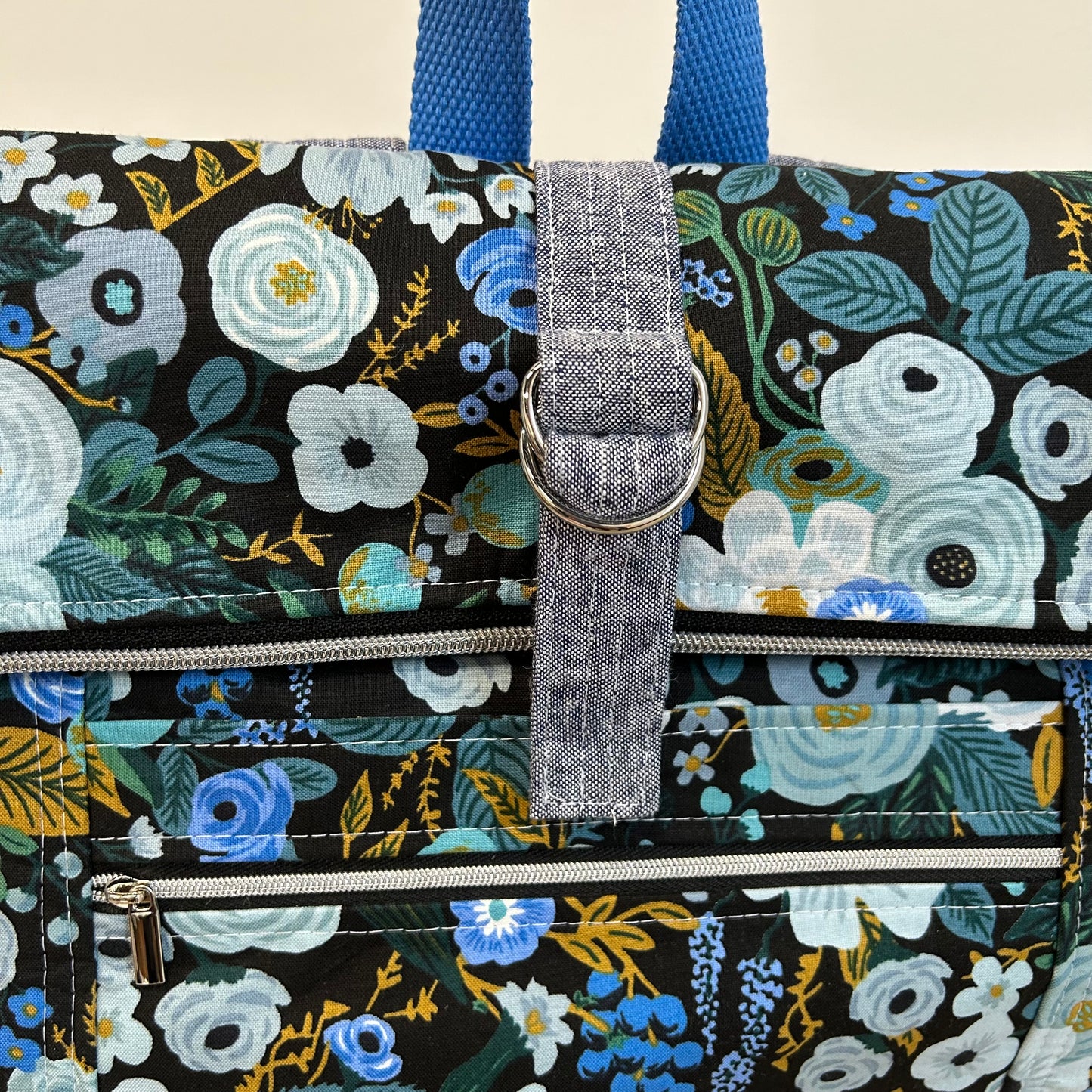 Range Backpack in Blue and Black Garden Party