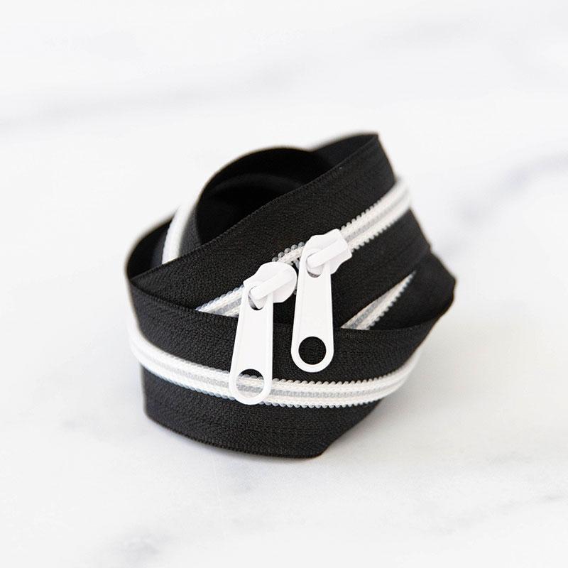 30" Size #5 Double Pull Zipper - Black and White | Stitch Supply Co.