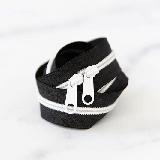 30" Size #5 Double Pull Zipper - Black and White | Stitch Supply Co.