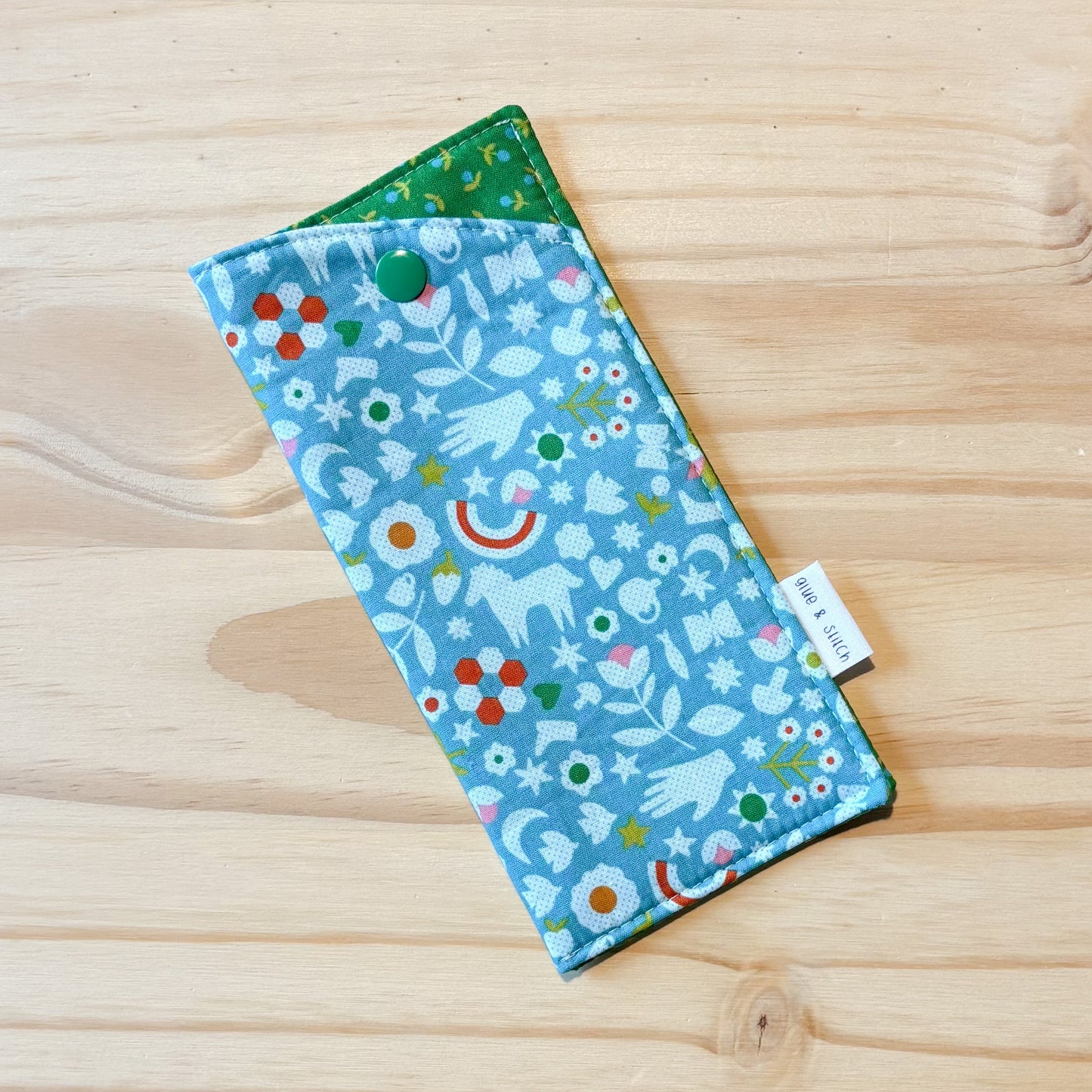 Soft Slim Eye Glass Case in Turquoise Scandinavian Print