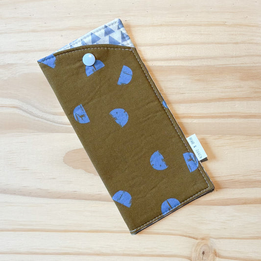 Soft Slim Eye Glass Case in Driftwood and Blue Cutouts