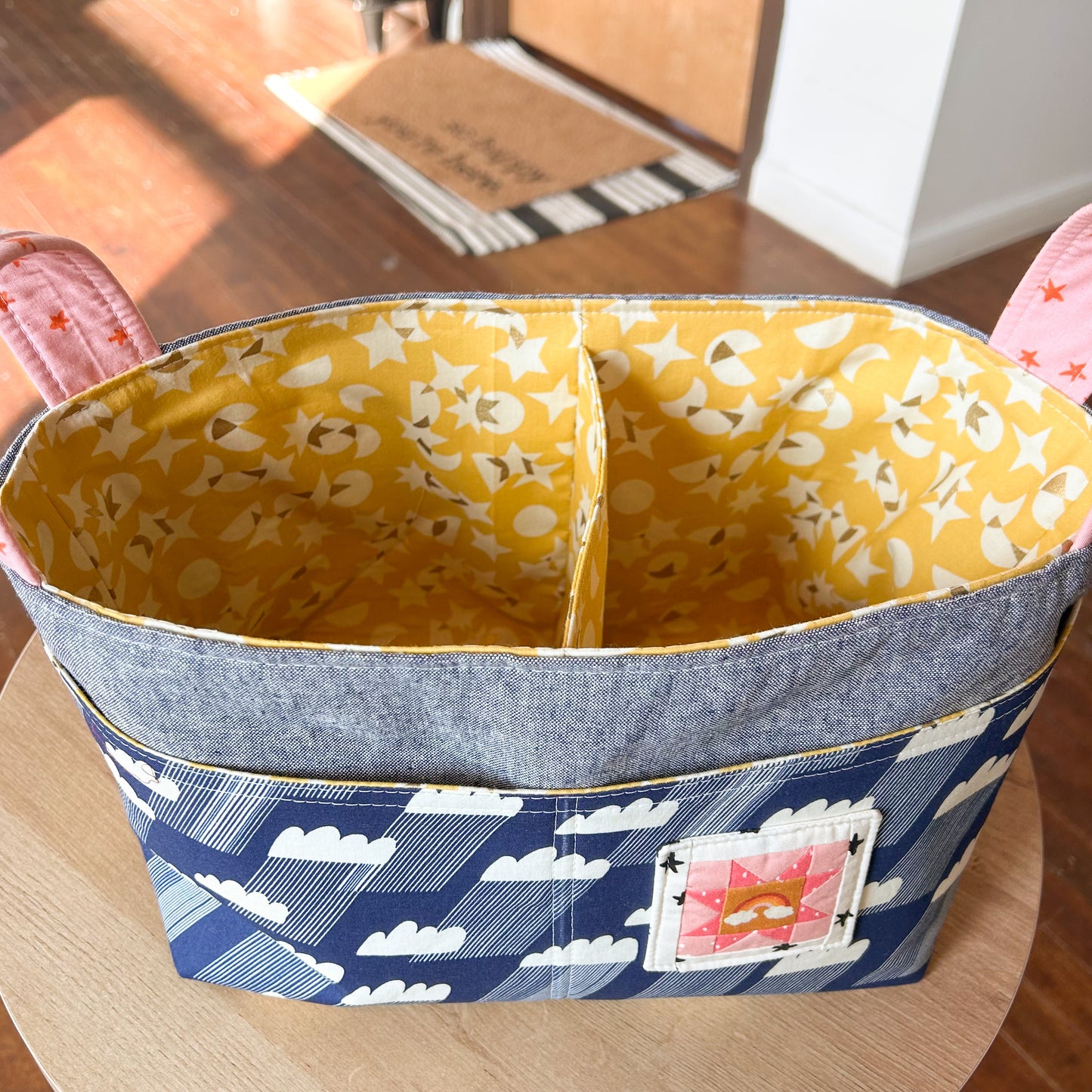 Divided Basket in Rainclouds and Rainbows