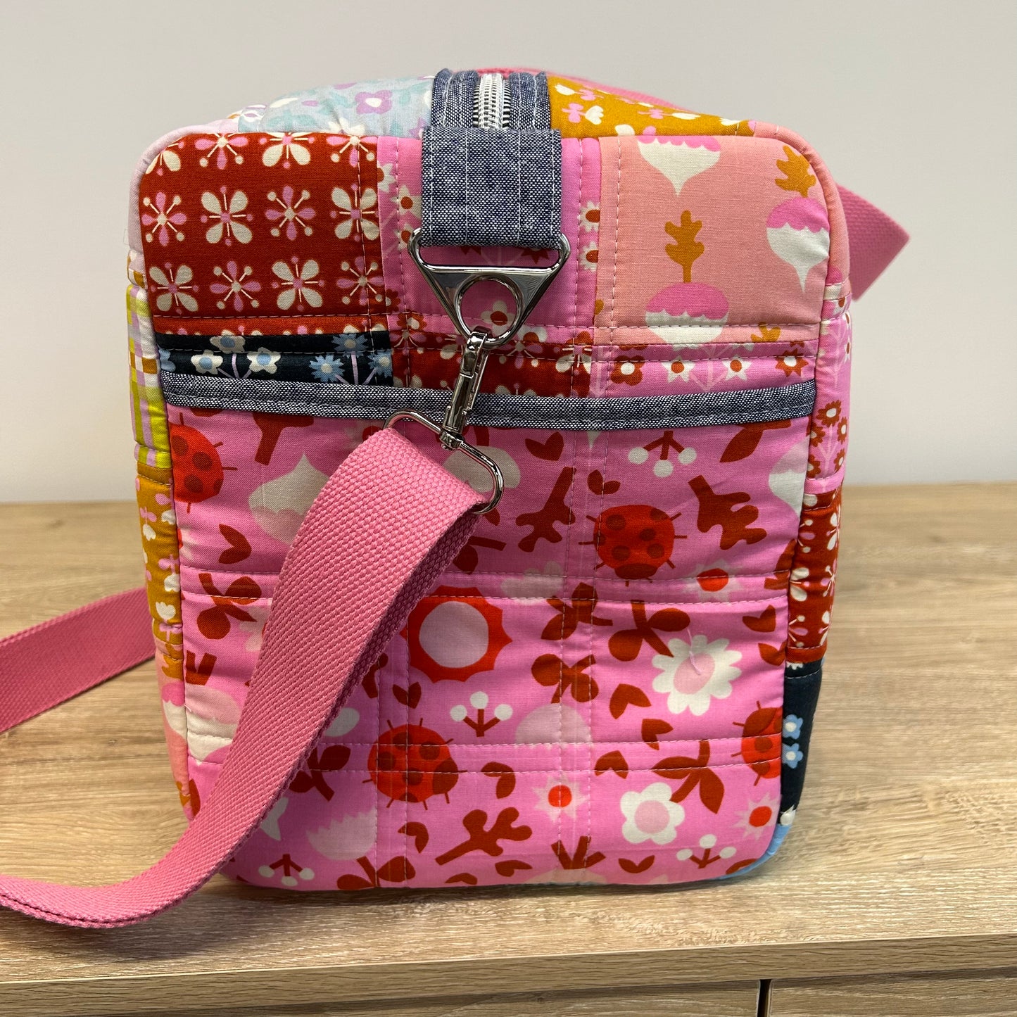 Mini Patchwork Duffle in Pink Petunia Floral Prints