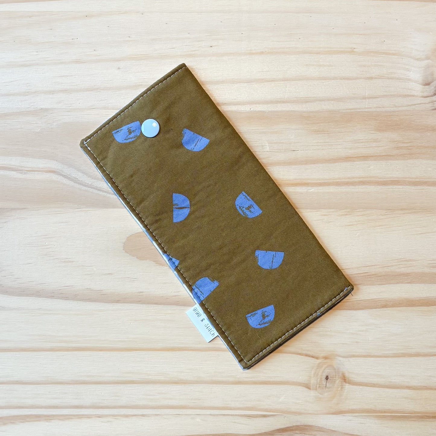 Soft Slim Eye Glass Case in Driftwood and Blue Cutouts