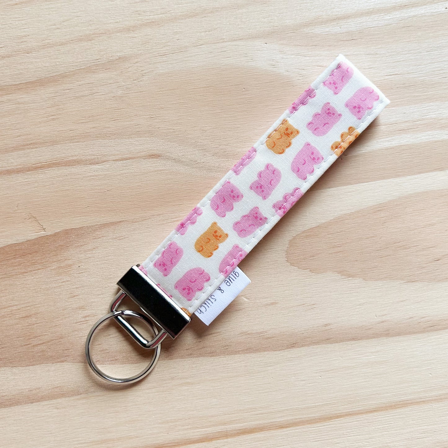 Pink and Yellow Gummy Bear Key Fob