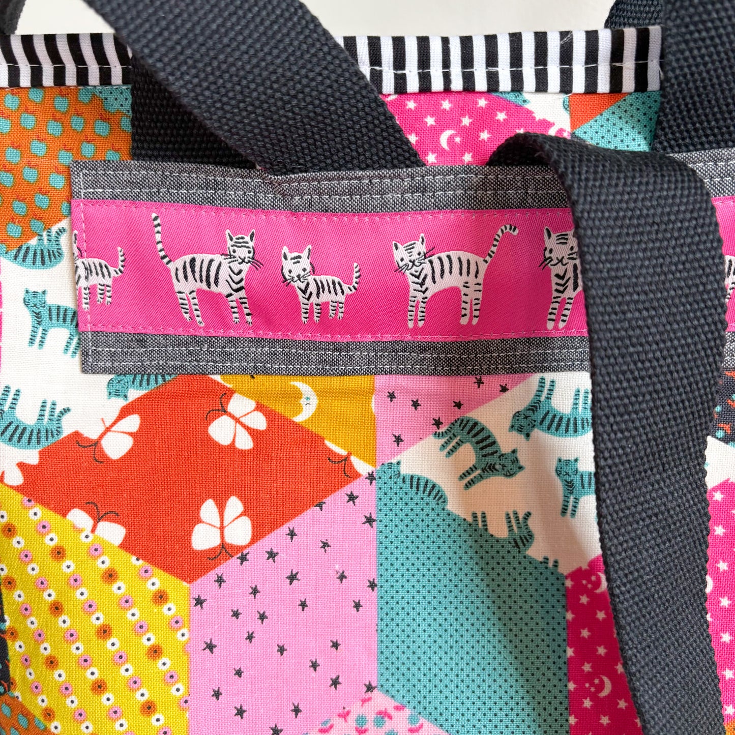 Tumbling Blocks with Tigers Buckthorn Backpack